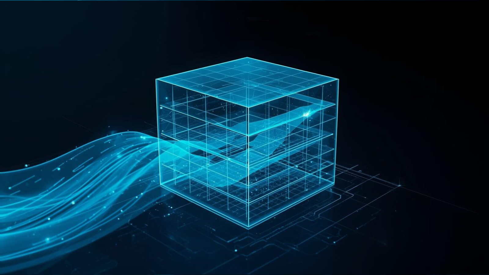 3D-Visualisierung der Konvertierungsarchitektur in einem Webshop mit geschichteter Struktur und Datenfluss