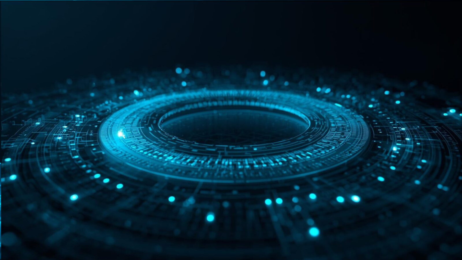 Visuelle Darstellung eines Marketing-Schwungrads mit kreisförmigen Energie- und Datenflüssen als Metapher für nachhaltiges Wachstum.