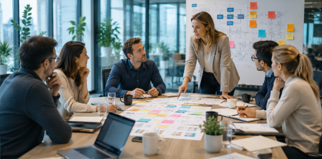 Marketingteam plant Rollen, Prozesse und Verantwortlichkeiten für skalierbares Wachstum.