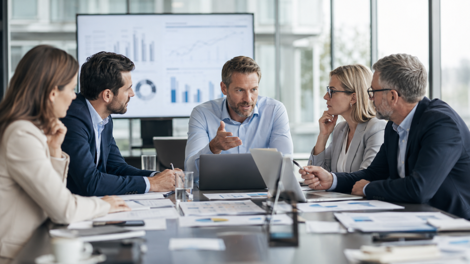 Marketingteam bespreekt uitvoering, processen en resultaten tijdens een strategisch overleg.