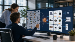 E-commerceteam beoordeelt productdata, voorraad en leveranciersprestaties voor een verkoopbaar assortiment