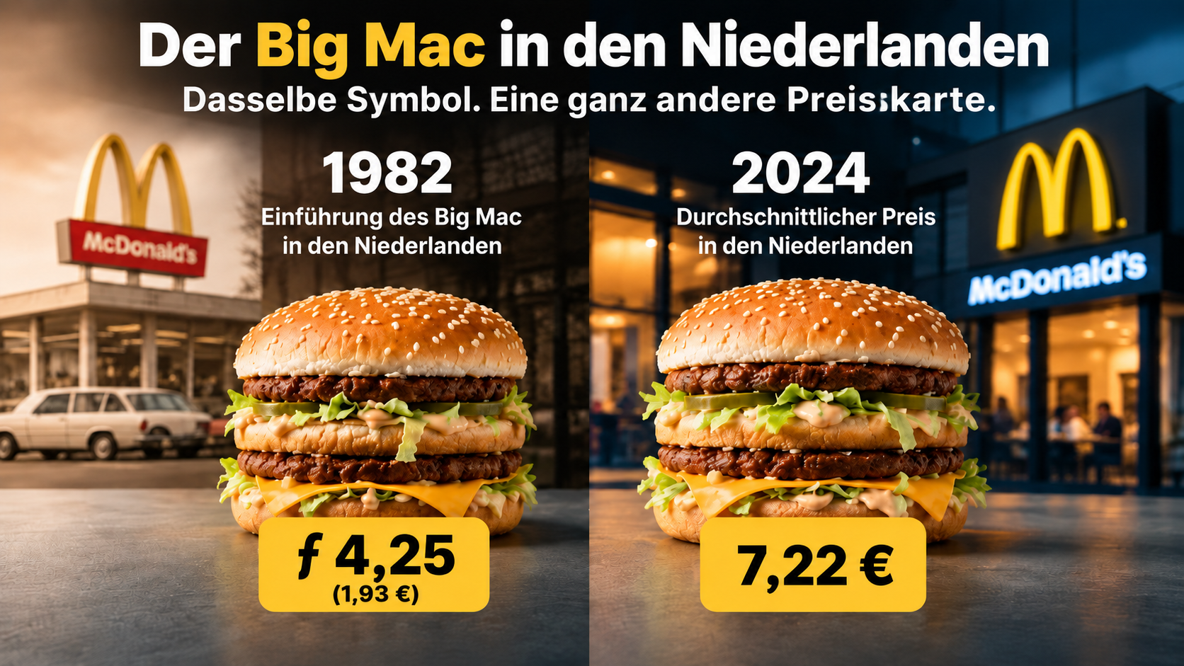 Big-Mac-Preisvergleich in den Niederlanden zwischen 1982 und 2024