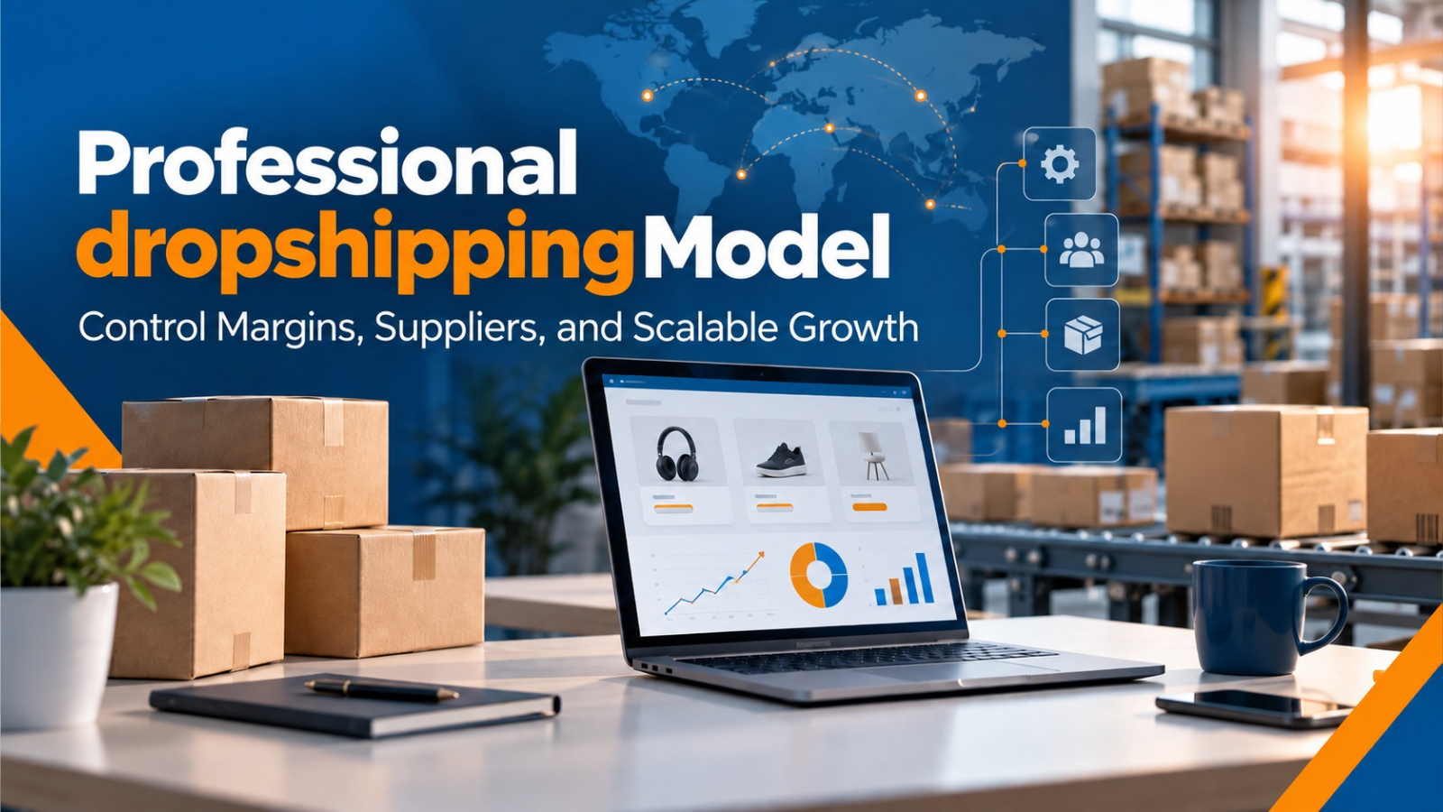 Professional dropshipping model with supplier management, margins, automation, and scalable e-commerce growth