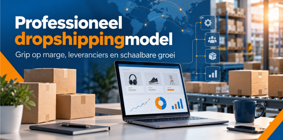 Professioneel dropshippingmodel met leveranciersbeheer, margesturing, automatisering en schaalbare e-commercegroei