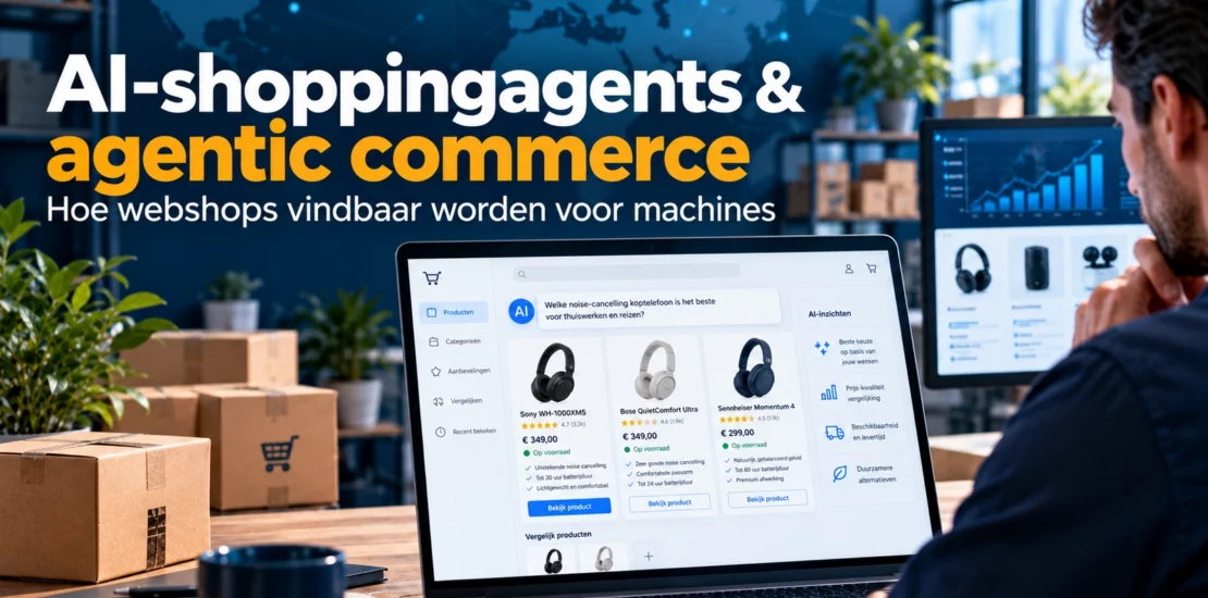AI-shoppingagent vergelijkt producten en productdata voor een online aankoop in agentic commerce